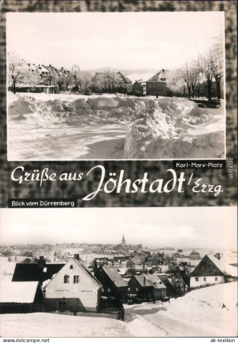 Jöhstadt (Erzgebirge) Teilansicht, Panorama - Winterlandschaft 1967 - Jöhstadt