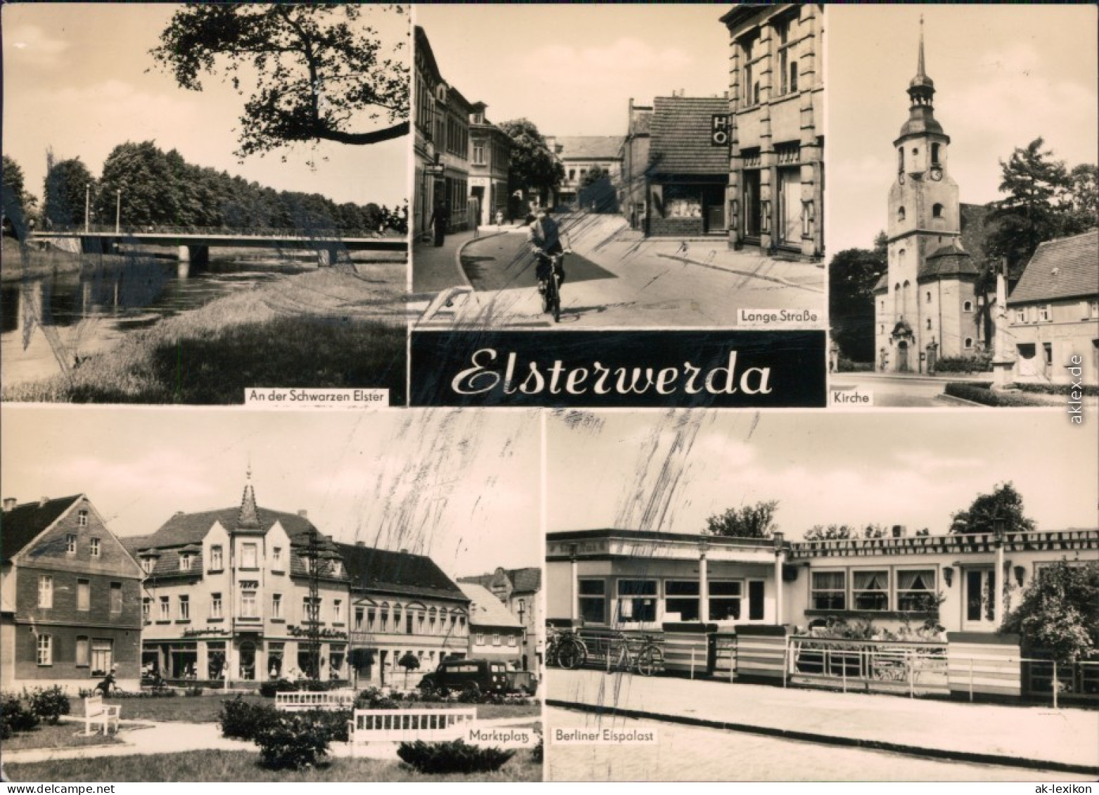 Elsterwerda Schwarze Elster, Lange Straße, Marktplatz, Berliner Eispalast 1968 - Elsterwerda