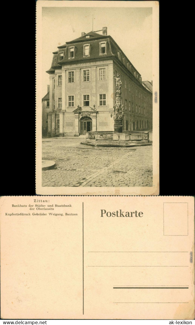 Ansichtskarte Zittau Bankhaus Der Städte- Und Staatsbank 1919 - Zittau