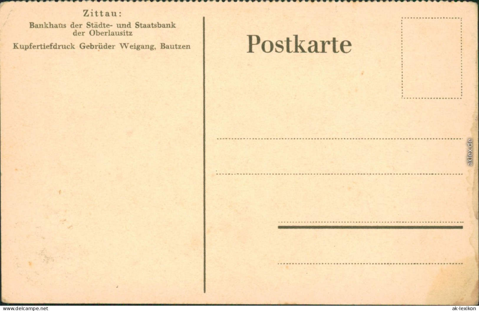 Ansichtskarte Zittau Bankhaus Der Städte- Und Staatsbank 1919 - Zittau