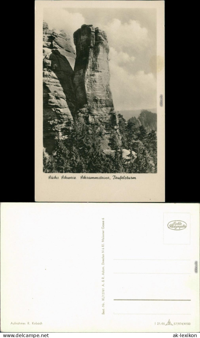 Ansichtskarte Bad Schandau Schrammsteine - Teufelsturm 1955 - Bad Schandau