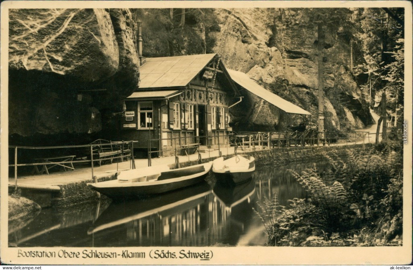 Ansichtskarte Hinterhermsdorf-Sebnitz Bootstation Obere Schleusen-Klamm 1957 - Hinterhermsdorf