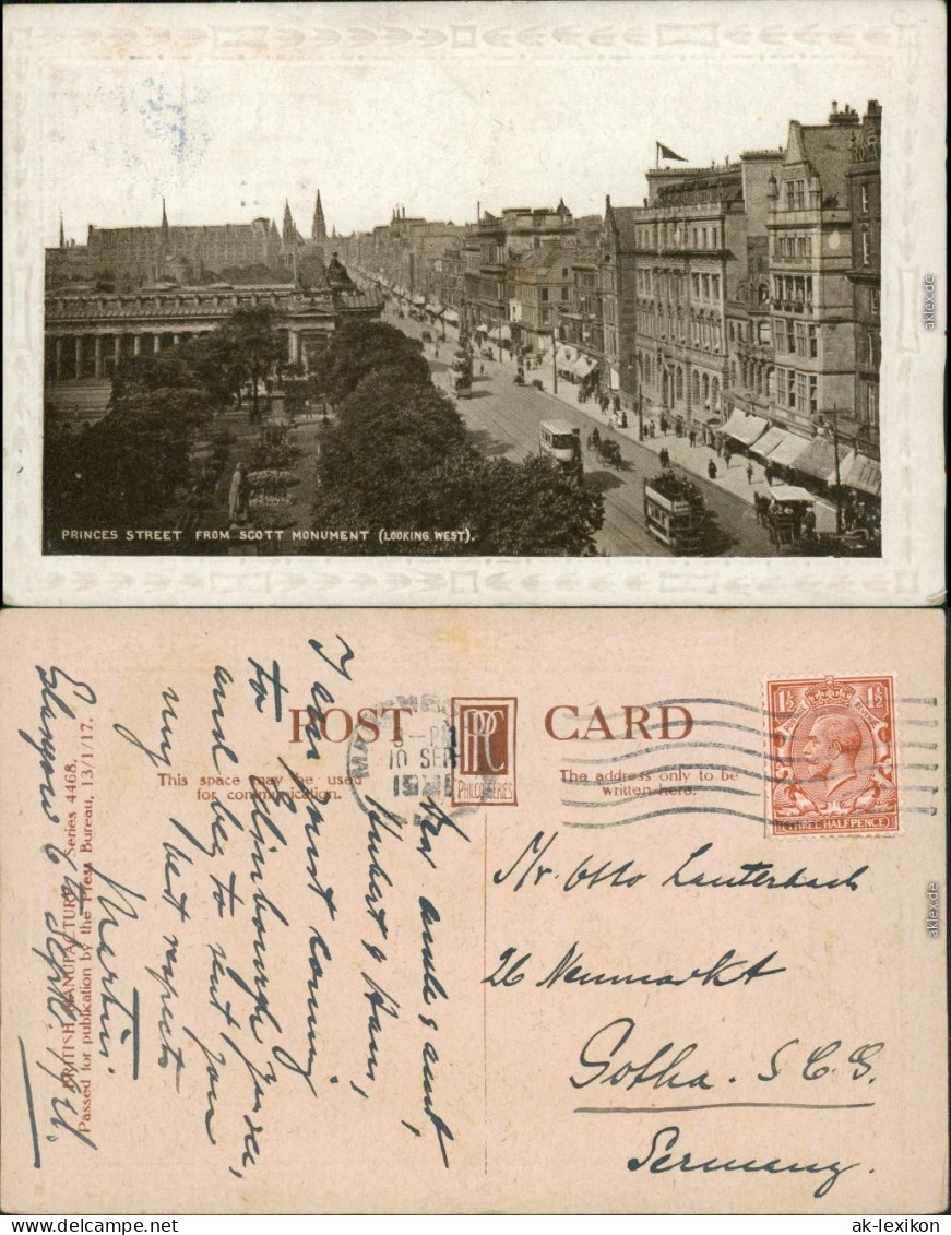 Edinburg Dùn Èideann Princes Street From Scott Monument (Looking West) 1929 - Sonstige & Ohne Zuordnung