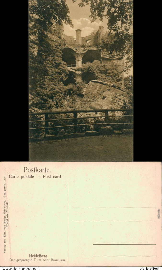 Heidelberg Heidelberger Schloss - Ruine Gesprengte Turm Oder Krautturm 1916 - Heidelberg