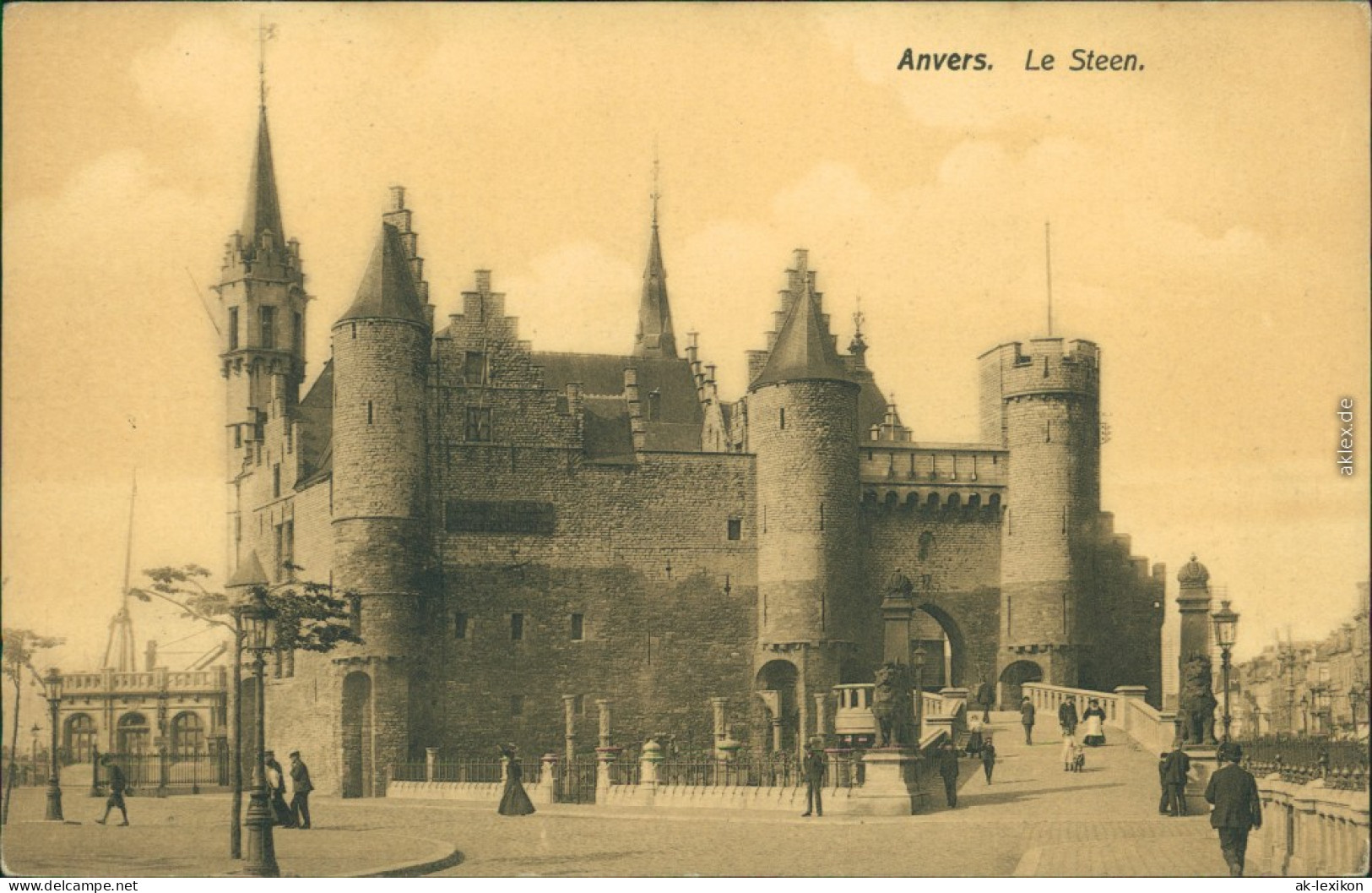 Ansichtskarte Antwerpen Anvers Le Steen Mit Brücke Und Haupteingang 1915 - Sonstige & Ohne Zuordnung