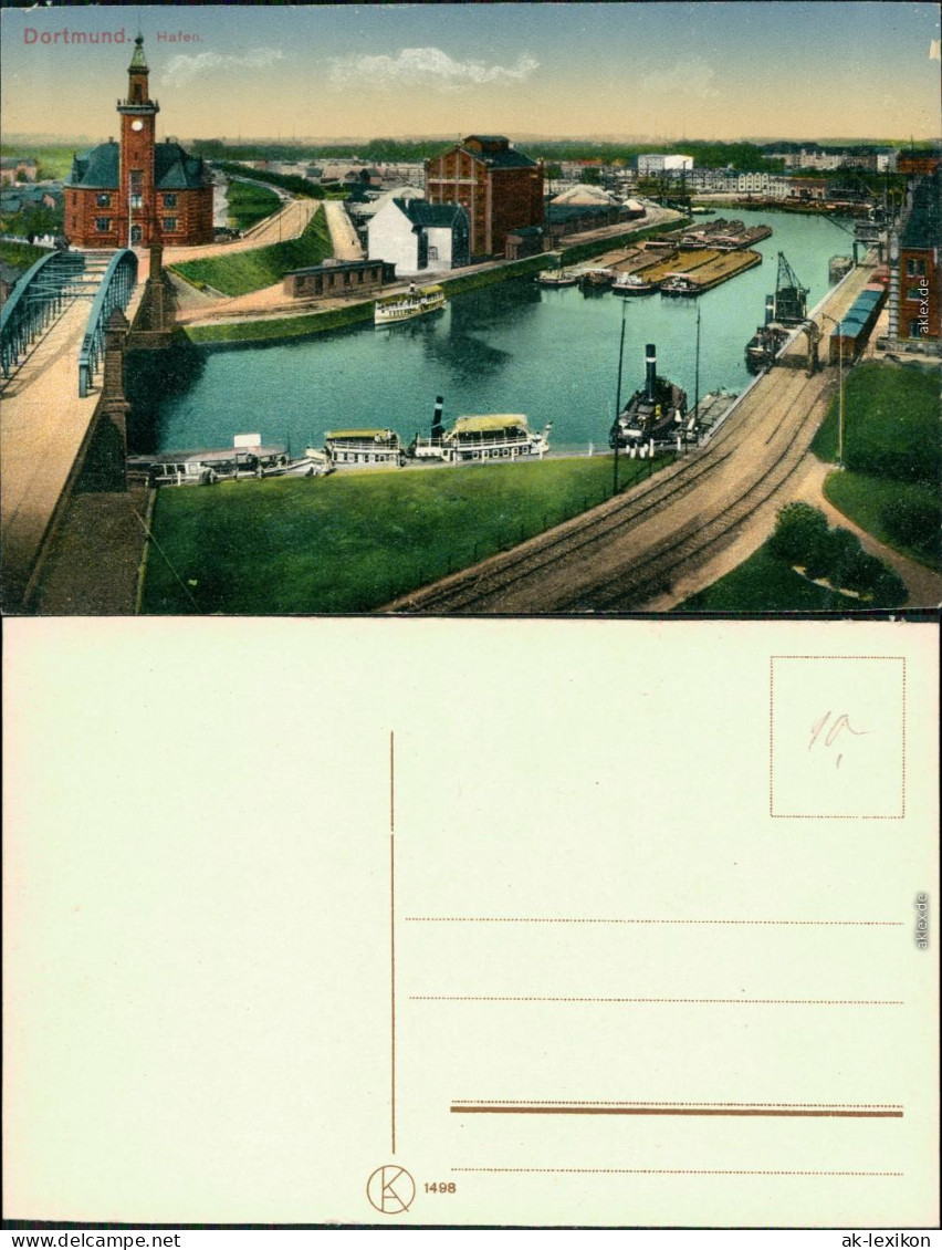 Ansichtskarte Dortmund Hafen Mit Dampfer Und Frachter 1915 - Dortmund