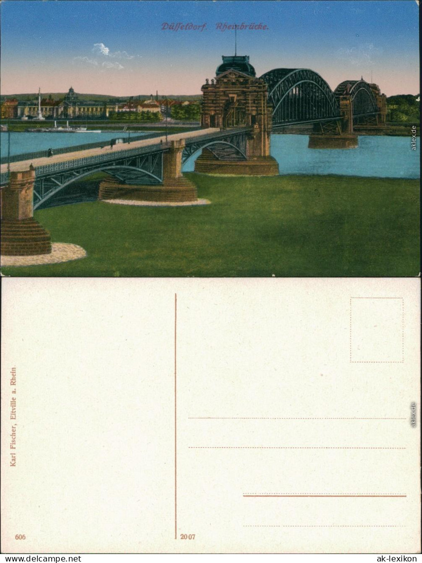 Ansichtskarte Düsseldorf Rheinbrücke 1915 - Düsseldorf