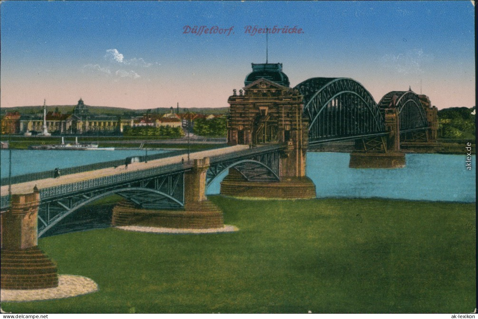 Ansichtskarte Düsseldorf Rheinbrücke 1915 - Duesseldorf