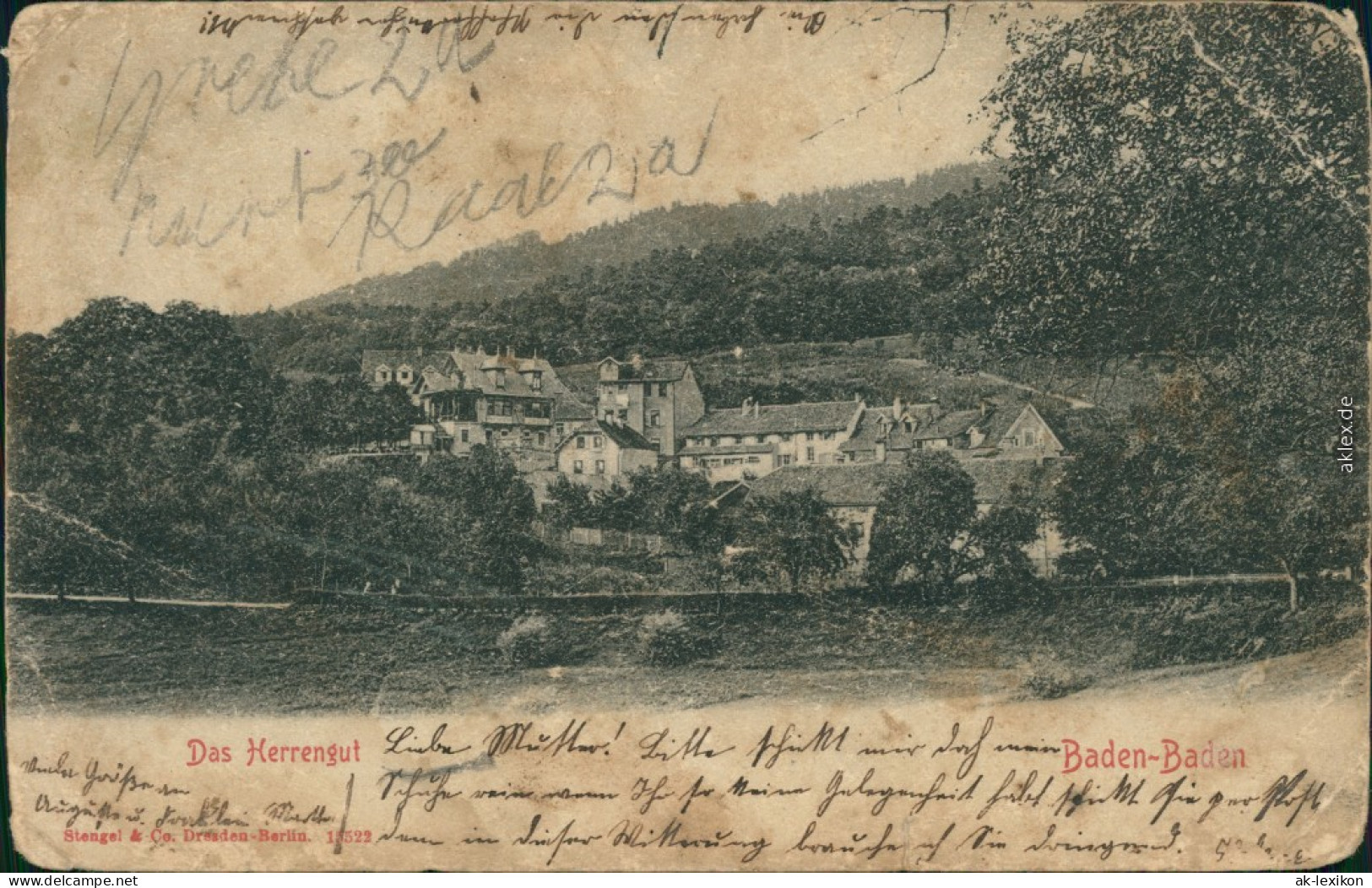 Ansichtskarte Baden-Baden Das Herrengut 1904 - Baden-Baden