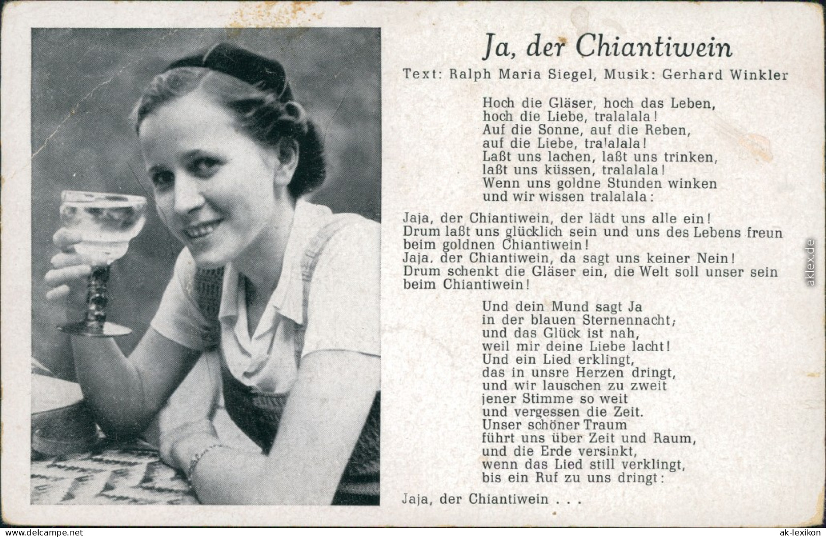 Ansichtskarte  Trinksprüche Alkohol - Ja Der Chiantiwein 1939 - Filosofie