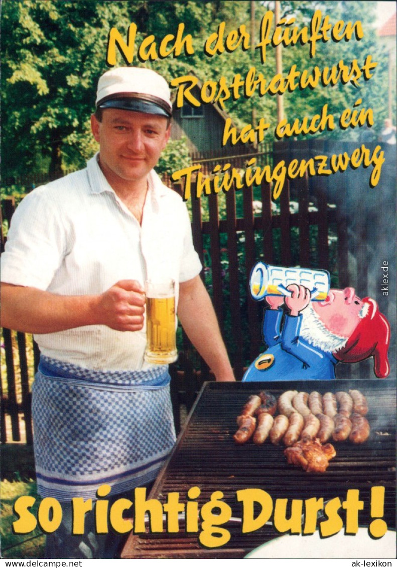  Thüringenzwerge Mit Grillmeister Beim Rostbratwurstgrillen 2001 - Humour