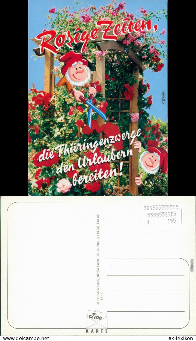 Ansichtskarte  Thüringenzwerge - Rosengarten 2001 - Humor
