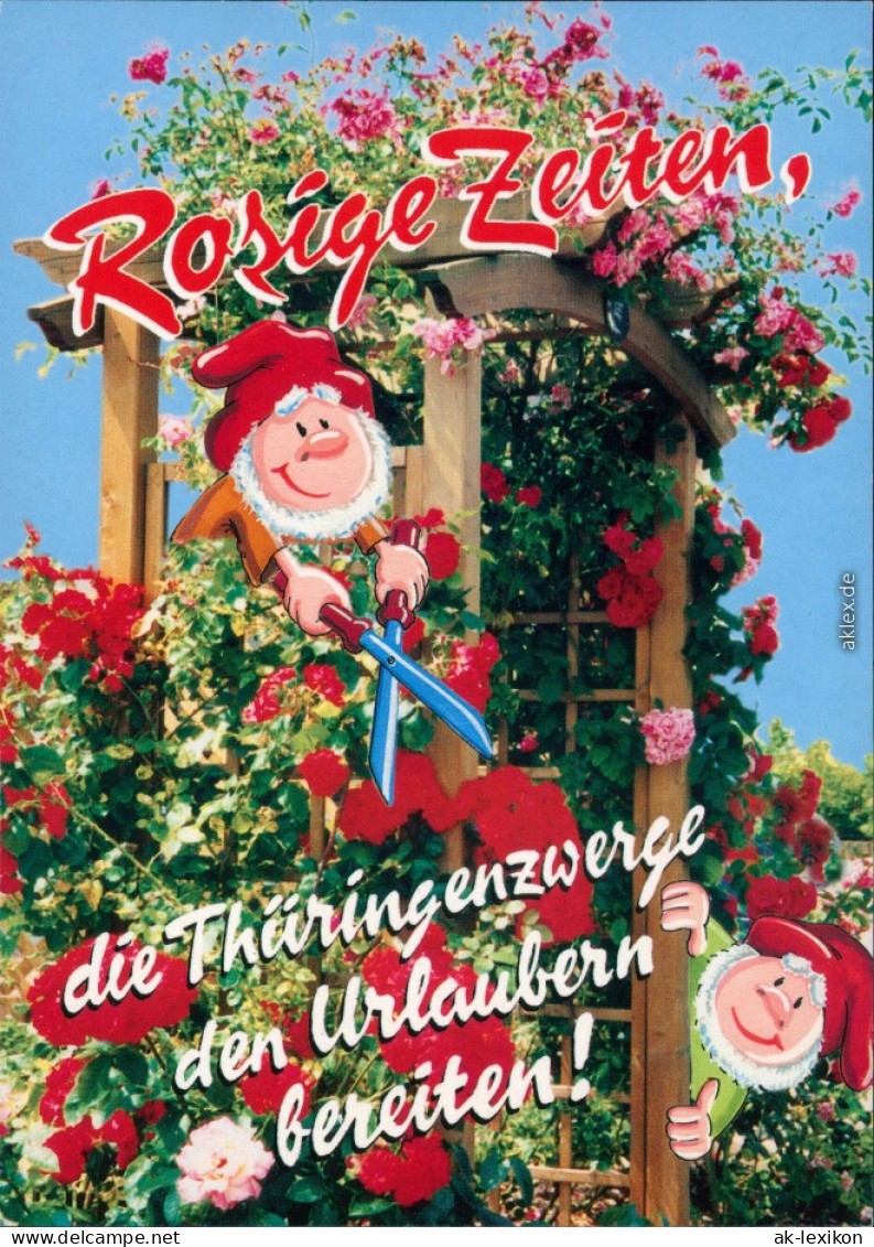 Ansichtskarte  Thüringenzwerge - Rosengarten 2001 - Humor