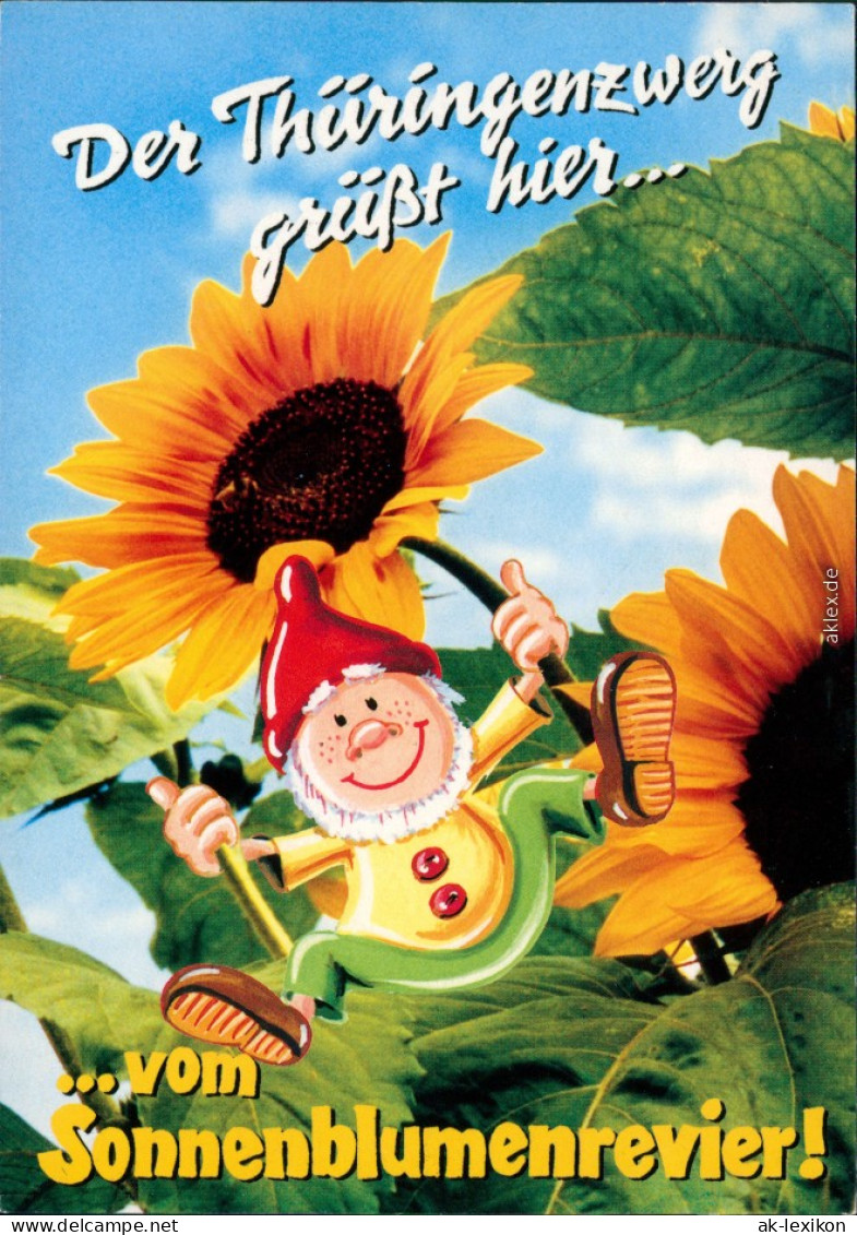 Ansichtskarte  Der Thüringenzwerg Grüßt Hier Vom Sonnenblumenrevier! 2001 - Humor