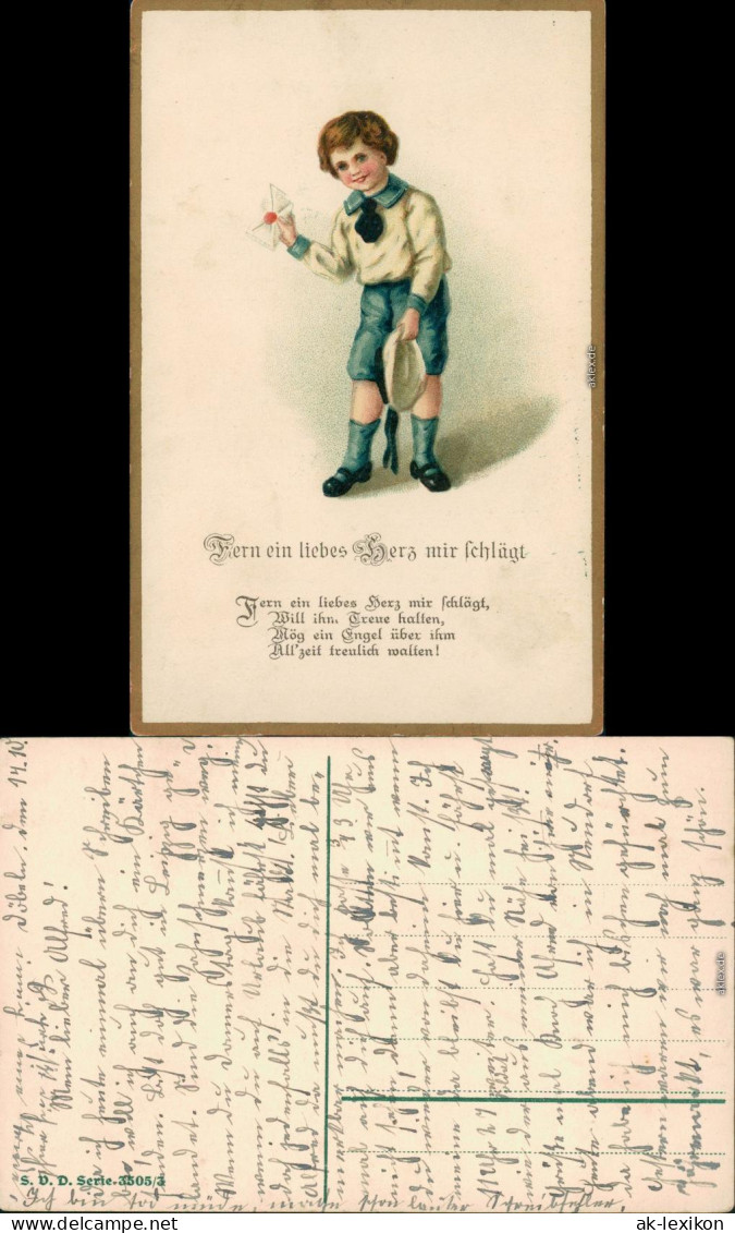  Glückwunsch / Grusskarten: Allgemein - Fern Ein Liebes Herz Mir Schlägt 1914 - Autres & Non Classés