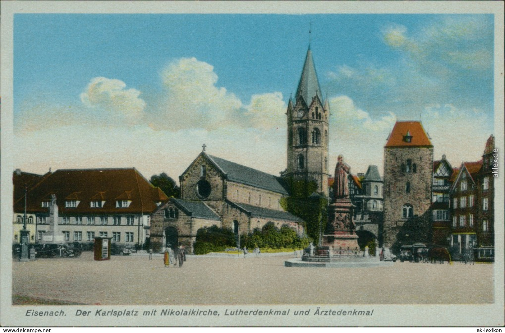 Eisenach Karlsplatz Mit Nikolaikirche - Lutherdenkmal Und Ärztedenkmal 1940 - Eisenach