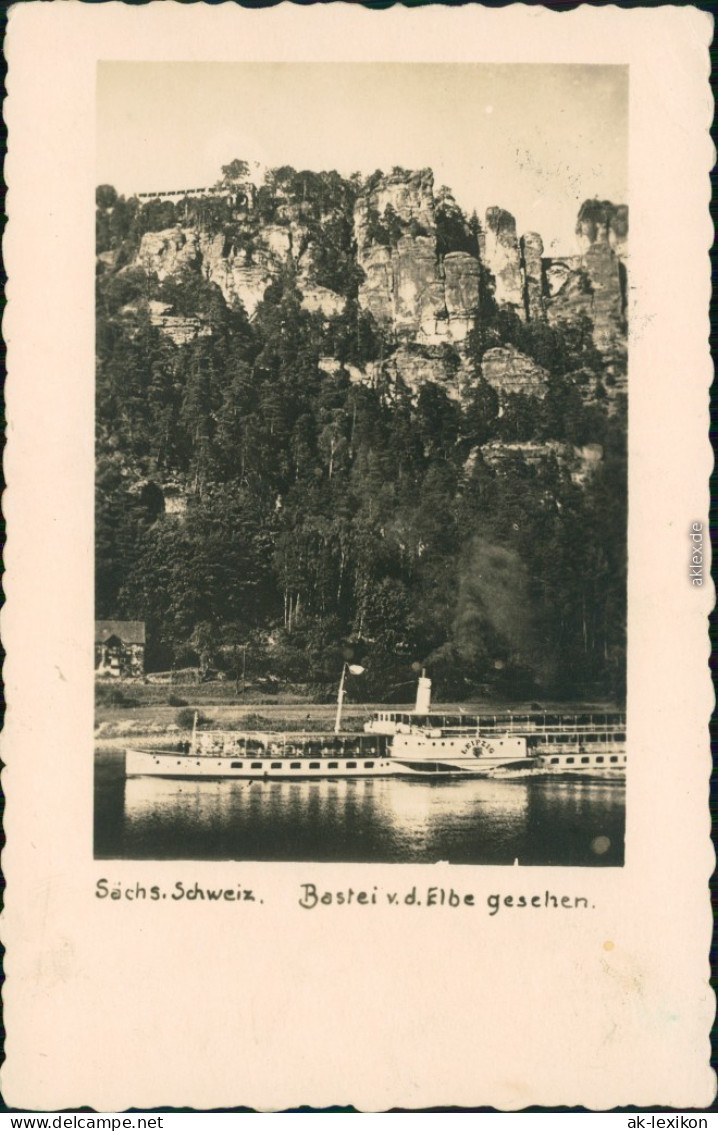 Ansichtskarte Rathen Bastei, Elbdampfer 1938 - Rathen