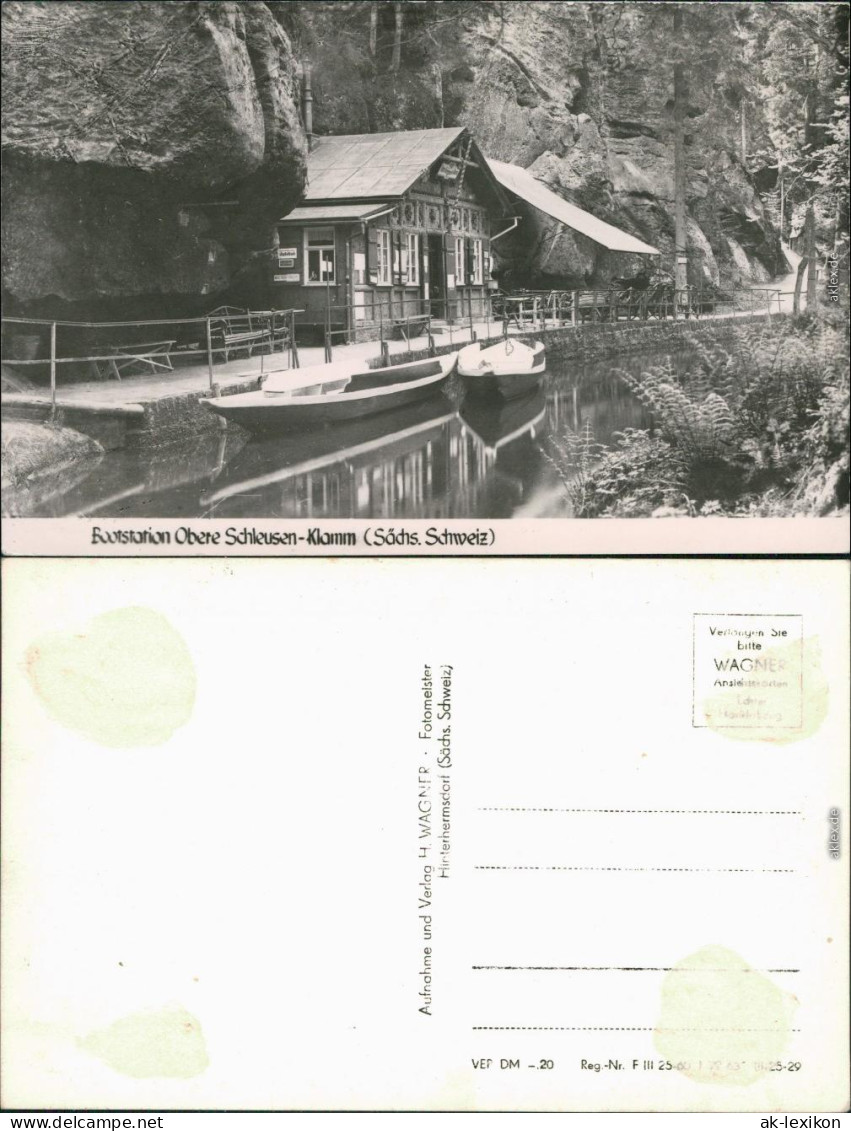 Ansichtskarte Hinterhermsdorf-Sebnitz Bootstation Obere Schleusen-Klamm 1963 - Hinterhermsdorf