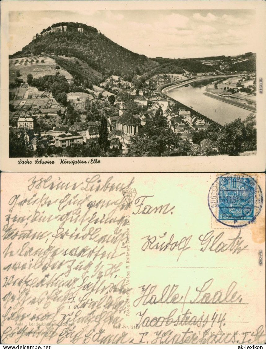 Ansichtskarte Königstein (Sächsische Schweiz) Blick Auf Die Stadt 1957 - Koenigstein (Saechs. Schw.)