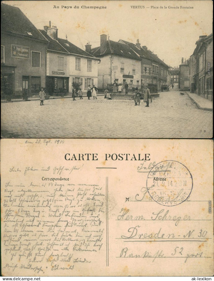 CPA Vertus Place De La Grande Fontaine 1914  - Other & Unclassified