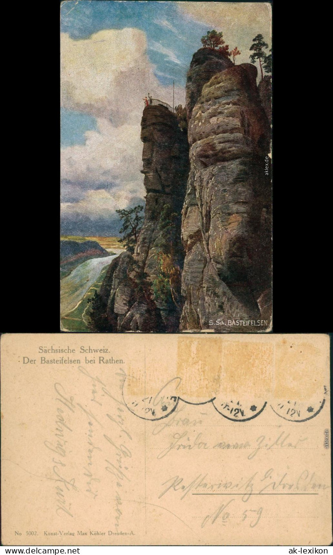 Ansichtskarte Rathen Basteifelsen (Sächsische Schweiz) 1921 - Rathen