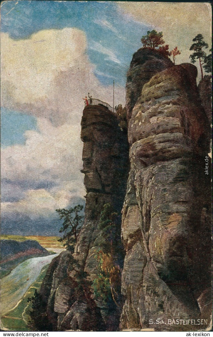 Ansichtskarte Rathen Basteifelsen (Sächsische Schweiz) 1921 - Rathen