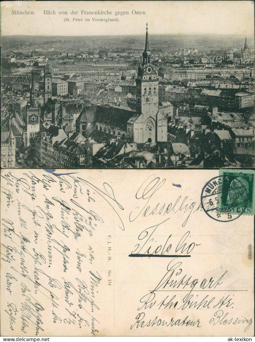 Ansichtskarte München Blick Von Der Frauenkirche Gegen Osten 1912 - München