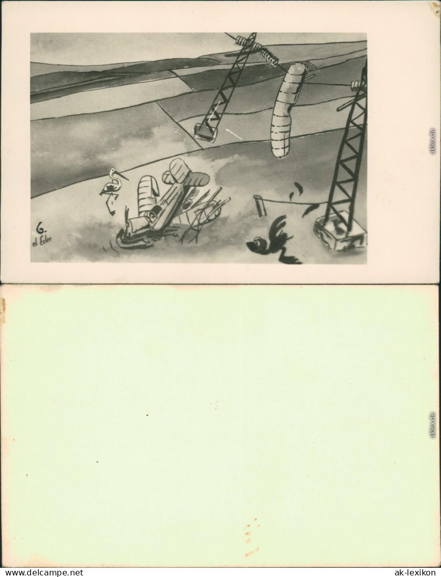 Ansichtskarte  Scherzkarten - Flugzeug Und Der Strom 1966 - Humor