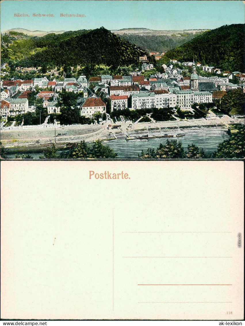 Ansichtskarte Bad Schandau Panorama-Ansicht - Zeichnung 1915 - Bad Schandau