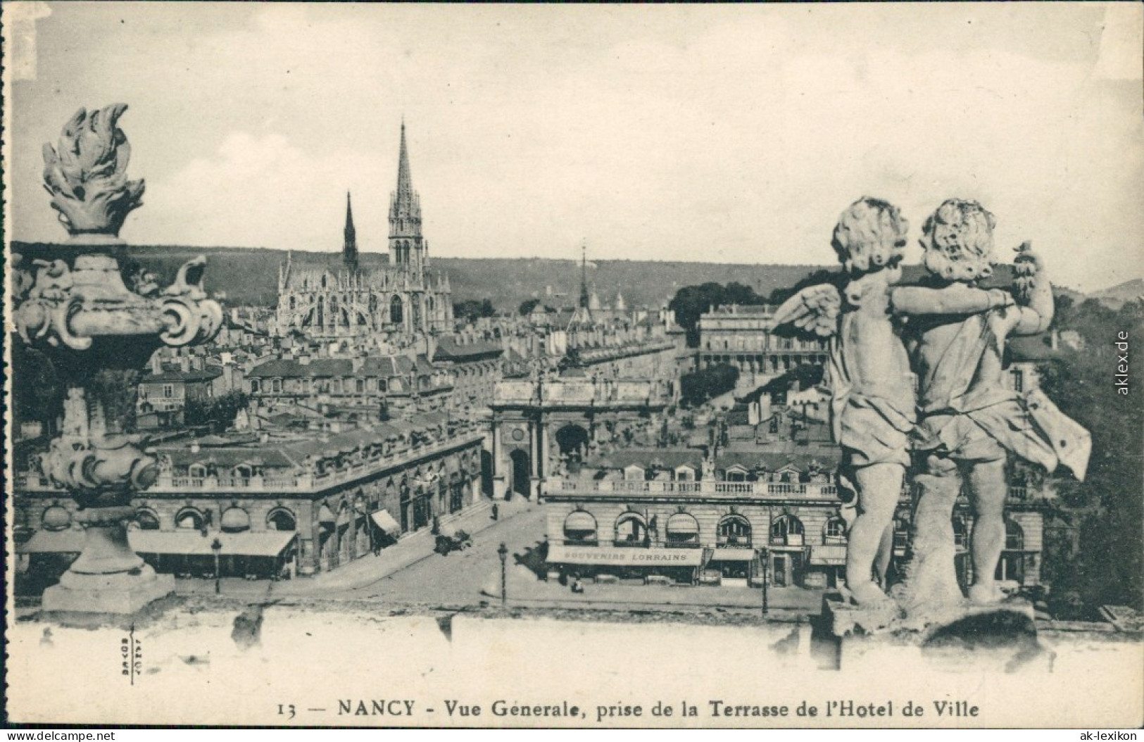 CPA Nancy Panorama-Ansicht Mit Plastiken Und Kirche 1914 - Autres & Non Classés