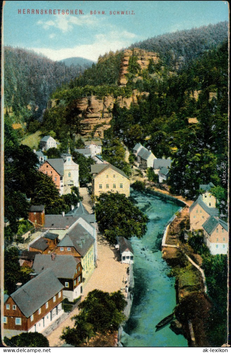 Ansichtskarte Herrnskretschen Hřensko Blick Auf Den Ort 1913 - Czech Republic