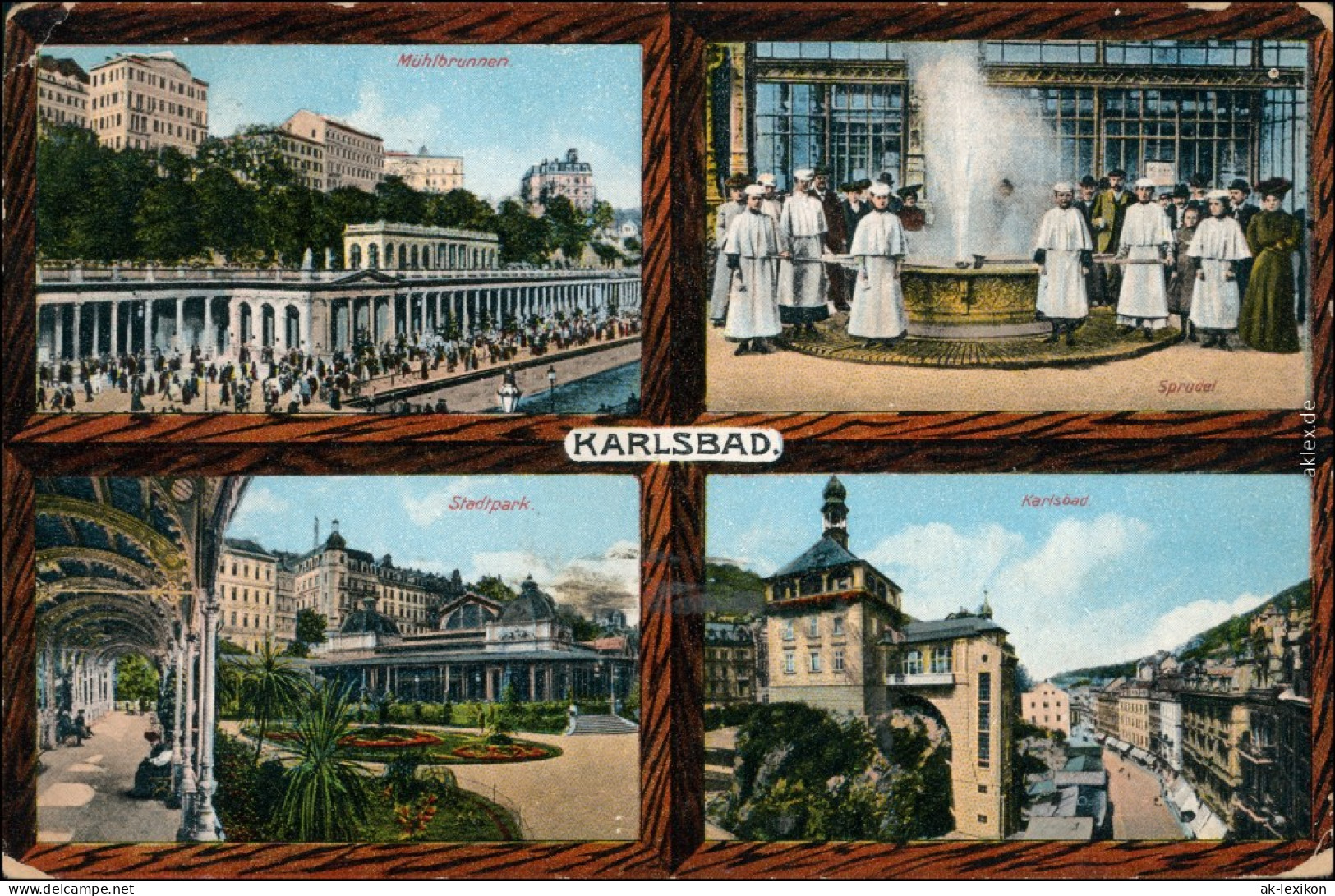 Karlsbad Karlovy Vary Mühlbrunnen, Sprudel, Stadtpark, Karlsbad 1918 - Czech Republic