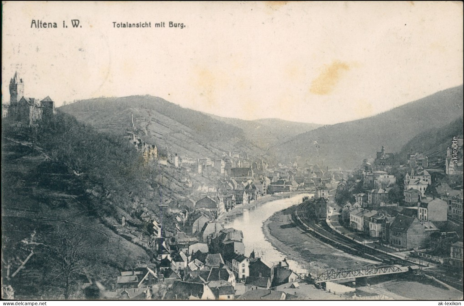 Ansichtskarte Altena Totalansicht Mit Burg 1911 - Altena