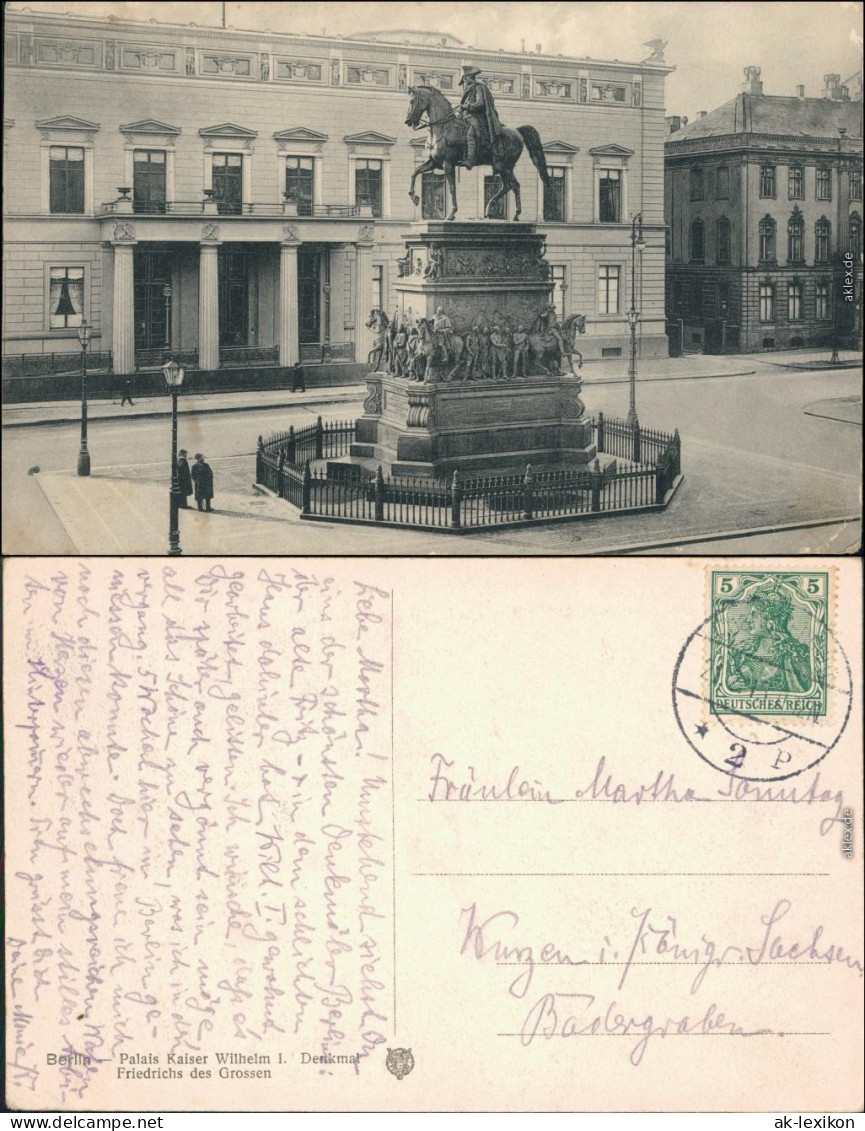 Berlin Palais Kaiser Wilhlem Und Denkmal Friedrich Des Großen 1919 - Autres & Non Classés