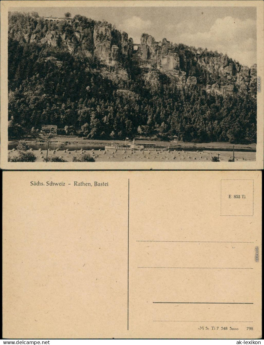Ansichtskarte Rathen Basteifelsen, Elbdampfer 1956 - Rathen