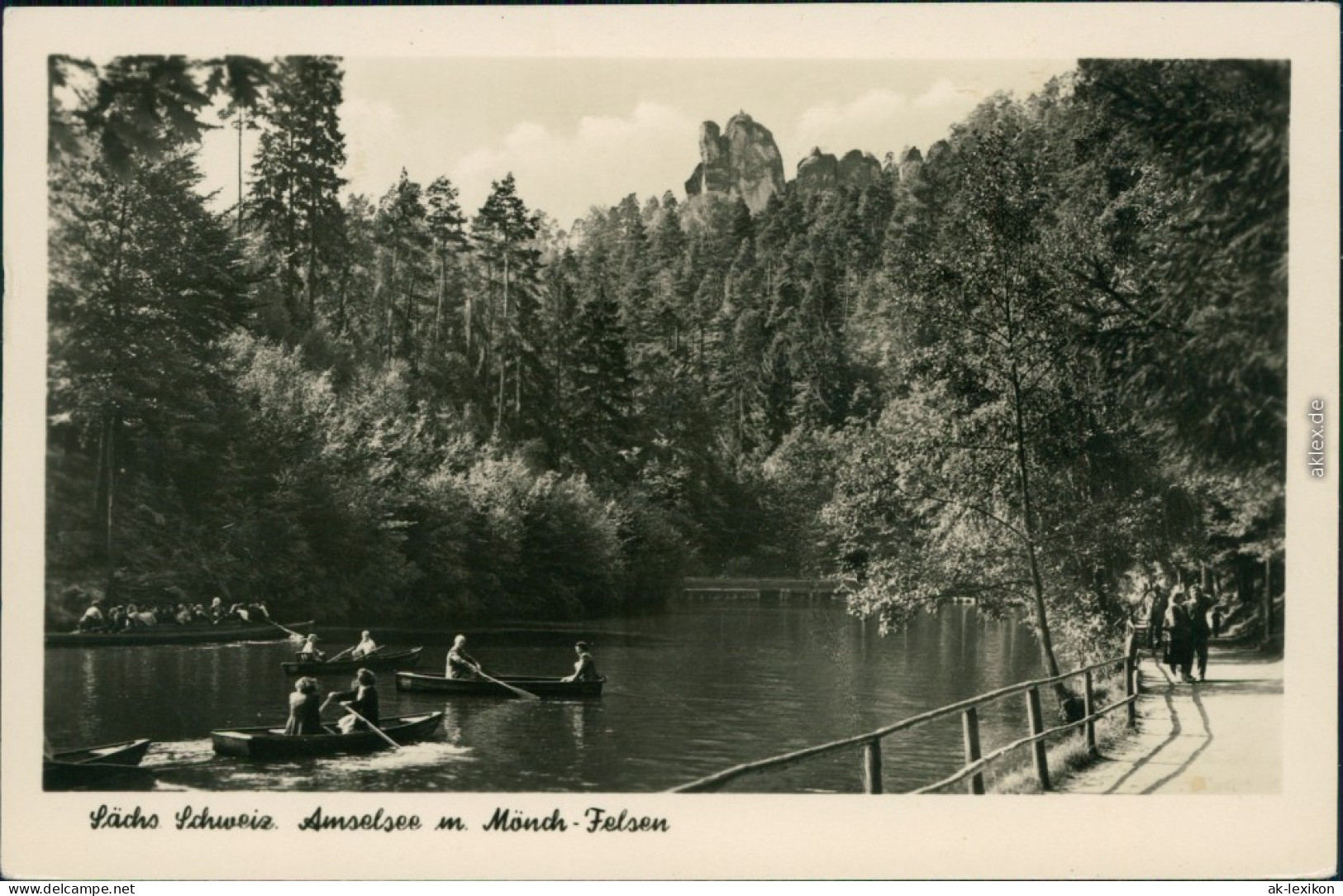 Ansichtskarte Rathen Amselsee Mit Mönch / Mönchstein (Fels) 1956 - Rathen