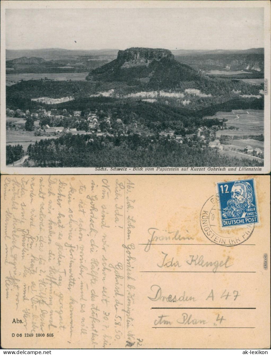 Gohrisch (Sächs. Schweiz) Blick Auf Den Ort Mit Lilienstein 1950 - Bad Schandau