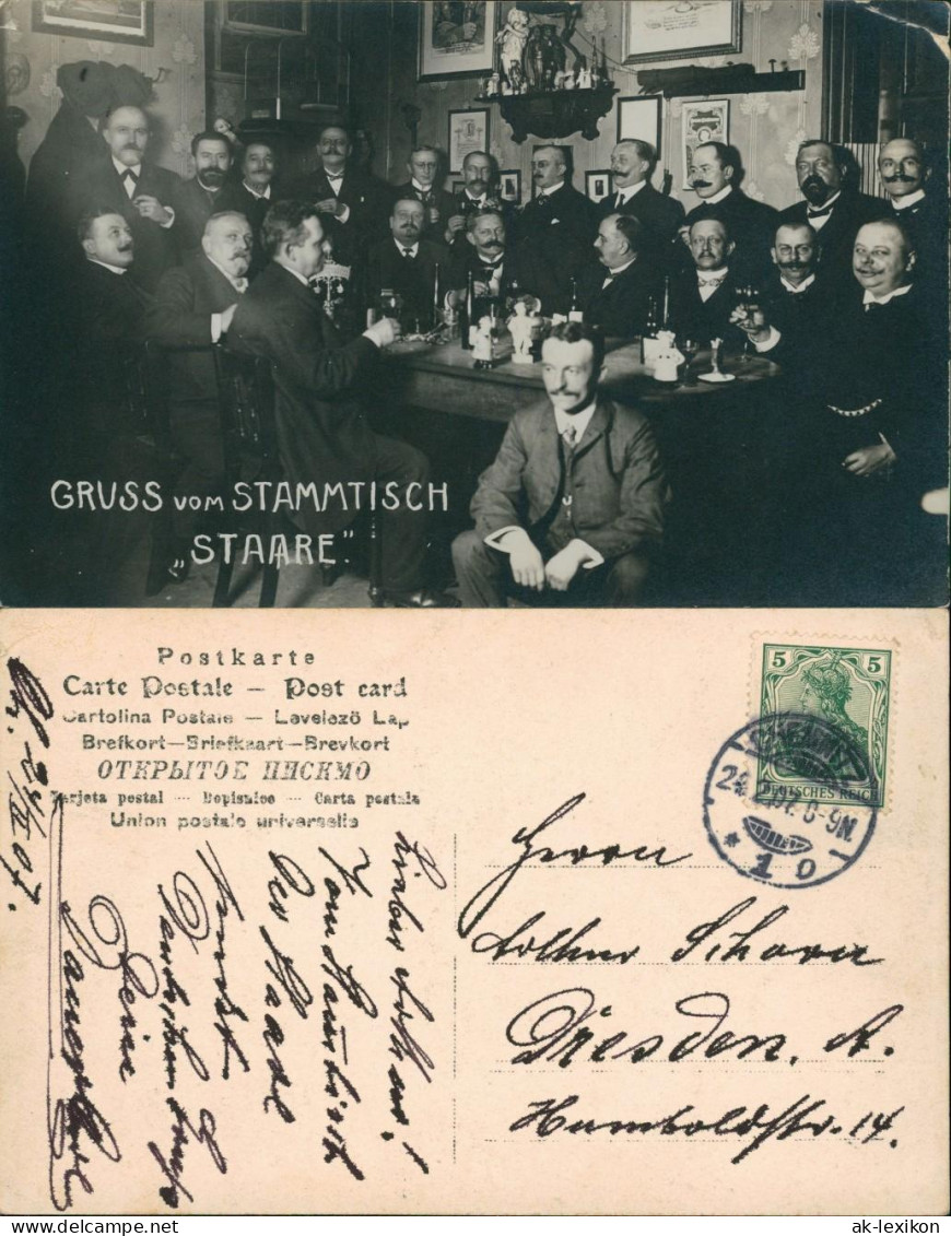 Ansichtskarte Chemnitz Gruss Vom Stammtisch Staare - Privatfoto Ak 1907  - Chemnitz
