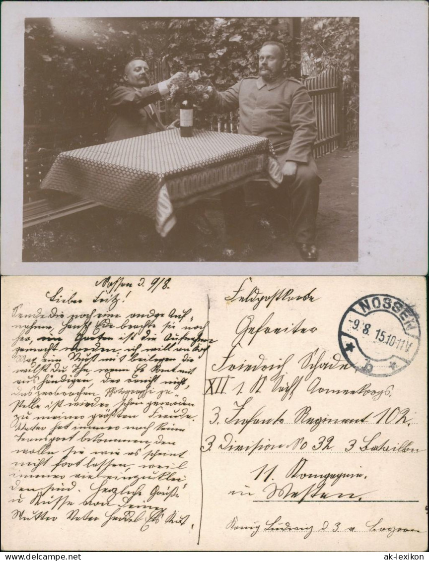 Ansichtskarte Nossen Soldaten Beim Weintrinken 1915  - Nossen