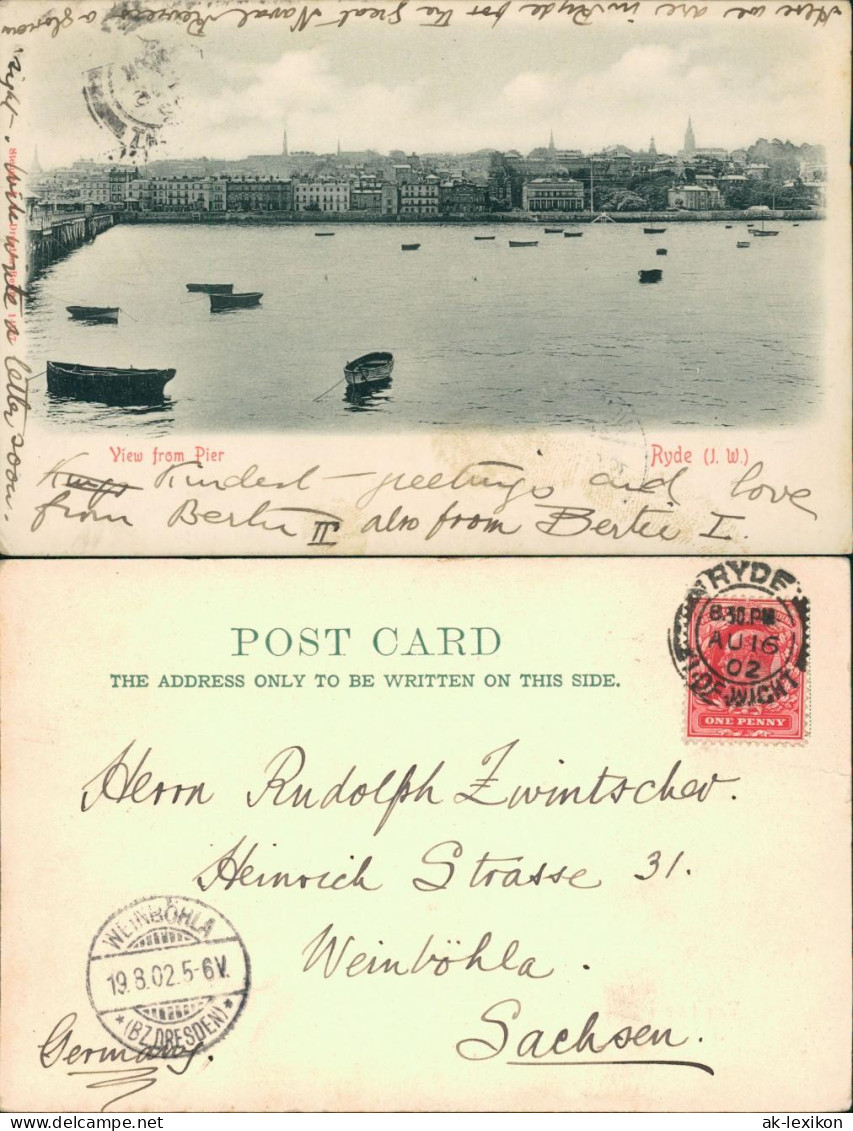 Postcard Ryde (Isle Of Wight) Blick Auf Die Stadt 1902 - Sonstige & Ohne Zuordnung