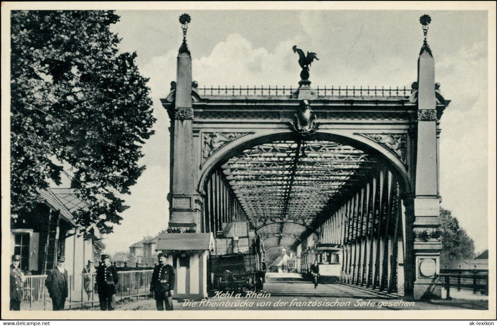 Kehl (Rhein) Grenze, Soldaten - Französische Seite, Brücke 1929  - Kehl