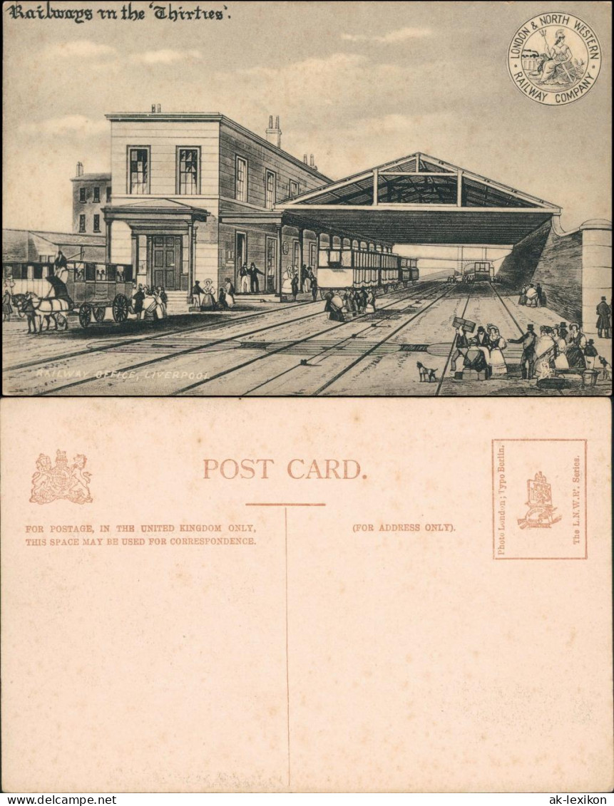 Postcard Liverpool Railway Office/Bahnhof 1840  - Sonstige & Ohne Zuordnung