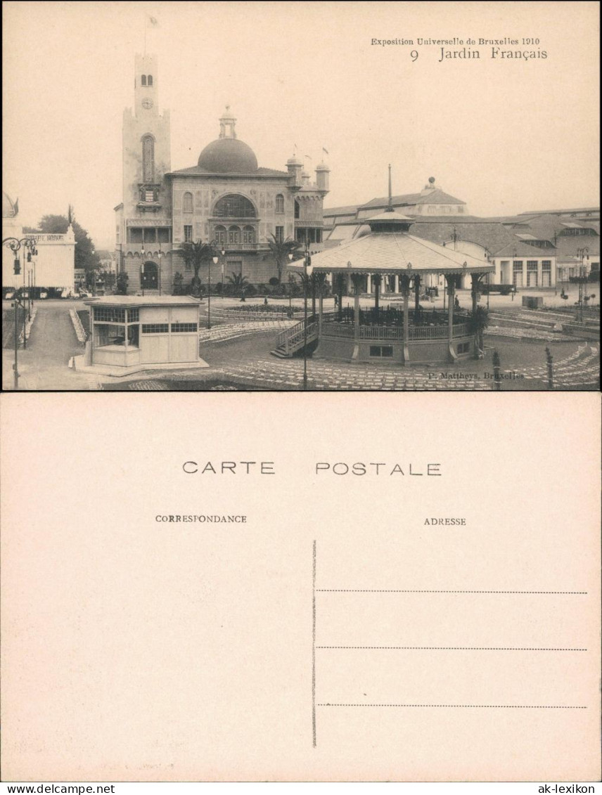 Postkaart Brüssel Bruxelles Pavillon - Jardin Francais - EXPO 1910  - Autres & Non Classés