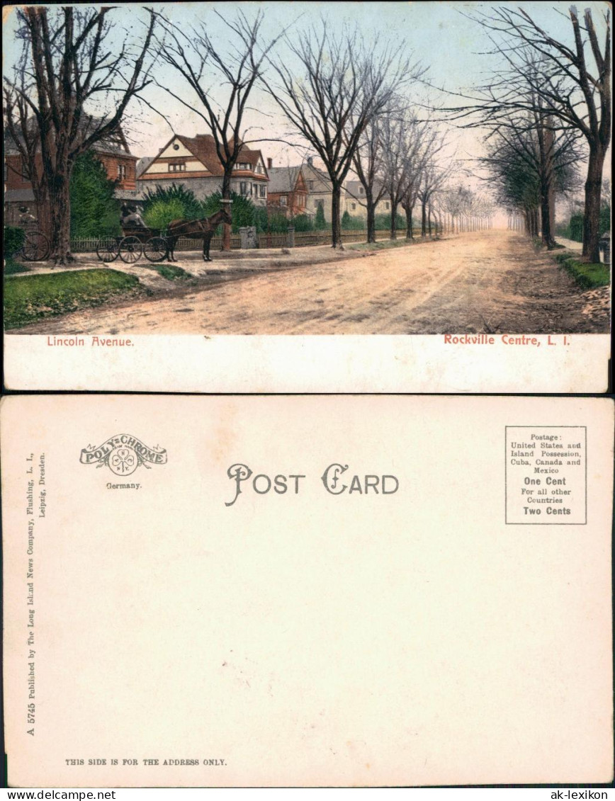 Postcard Rockville Centre Lincoln Avenue 1910  - Other & Unclassified