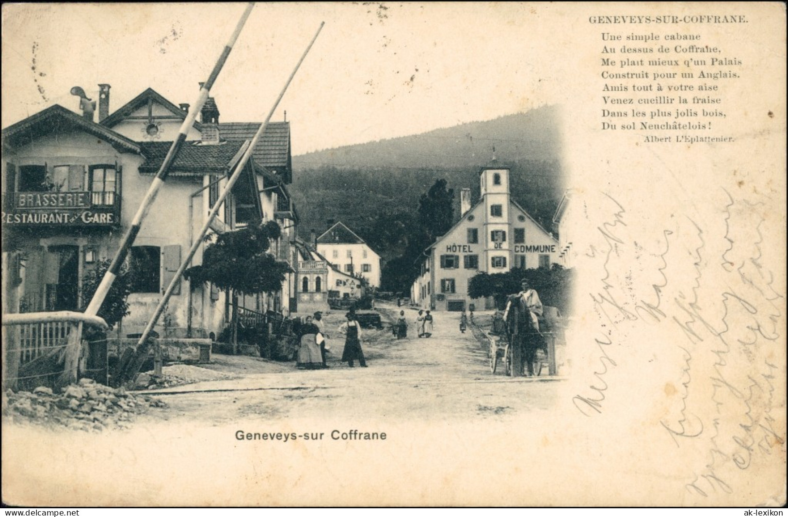 Ansichtskarte Geneveys-sur-Coffrane Straße Bahnübergang Hotels Val-de-Ruz 1902 - Altri & Non Classificati