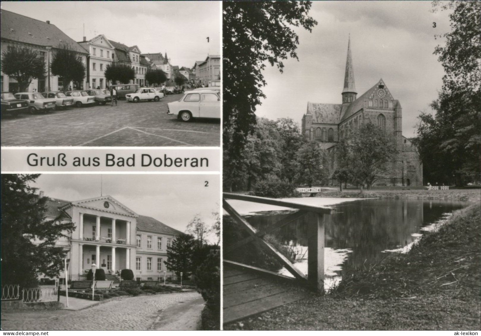 Ansichtskarte Bad Doberan Markt, Sanatorium "Moorbad", Münster 1986 - Bad Doberan