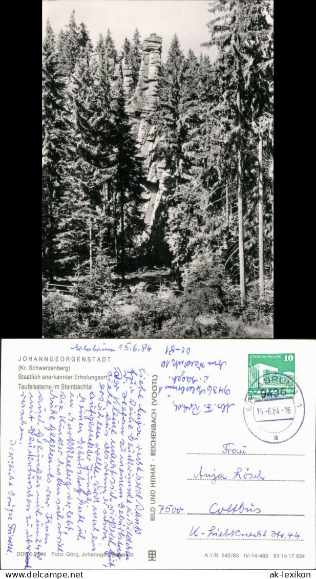 Ansichtskarte Johanngeorgenstadt Teufelssteine Im Steinbachtal 1983 - Johanngeorgenstadt