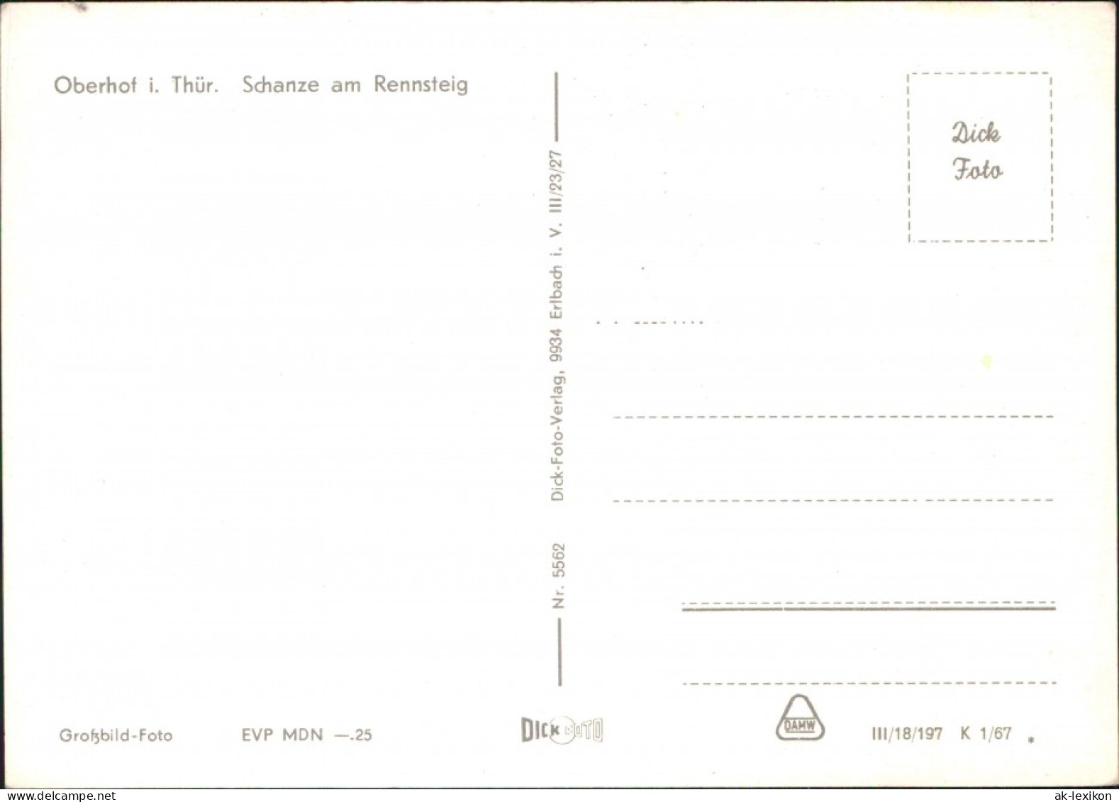 Ansichtskarte Oberhof (Thüringen) Skisprungschanze 1967 - Oberhof