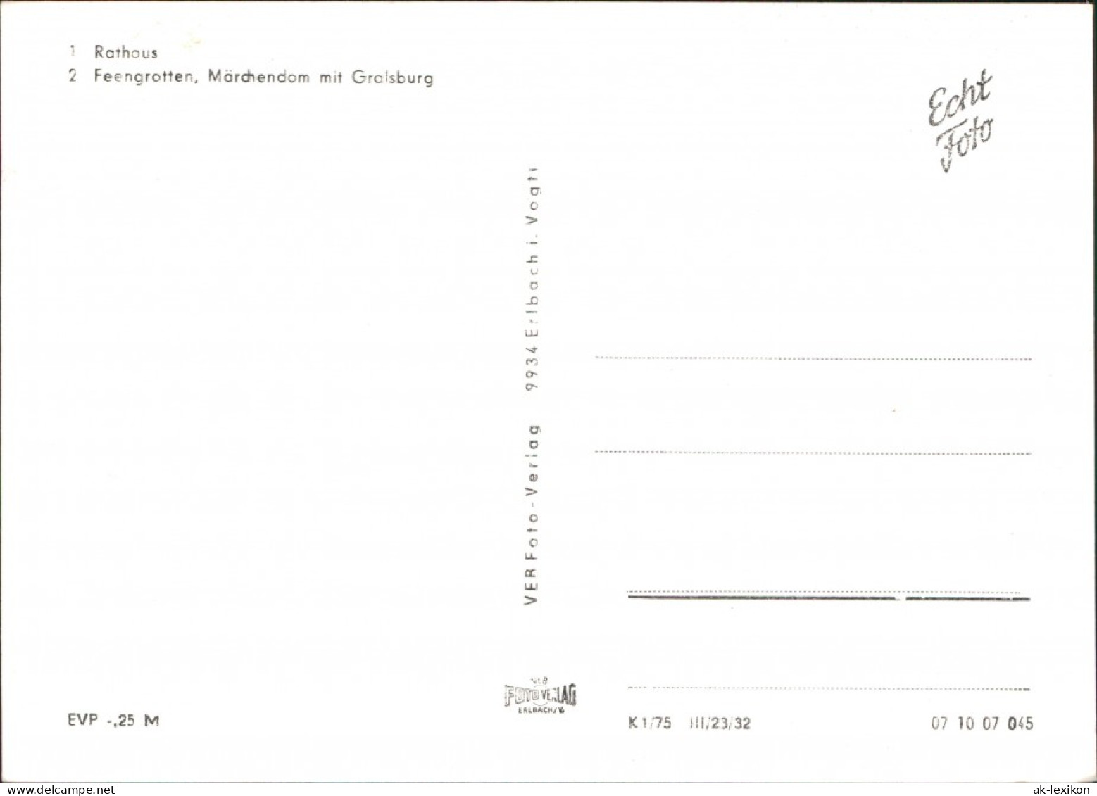 Ansichtskarte Saalfeld (Saale) Panorama, Rathaus, Feengrotten 1975 - Saalfeld