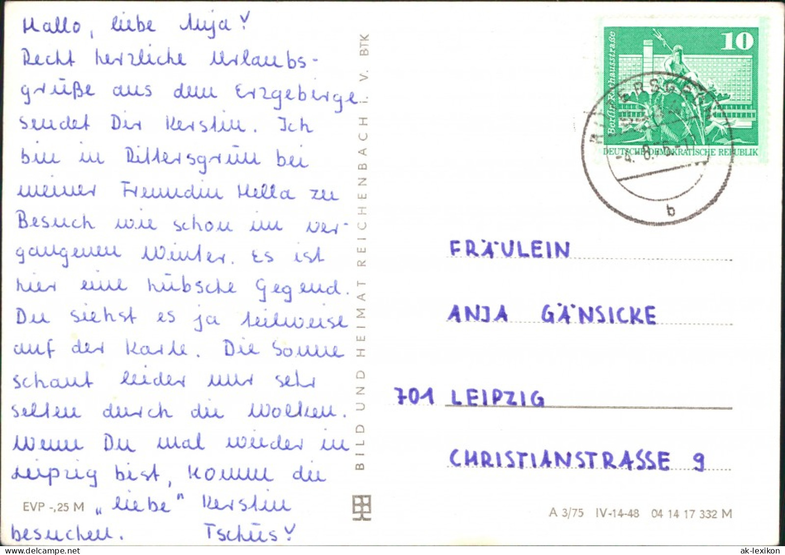 Ansichtskarte Rittersgrün-Breitenbrunn (Erzgebirge) Panorama-Ansichten 1975 - Breitenbrunn